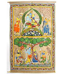 Radha Krishna with Gopinis - Wall Hanging