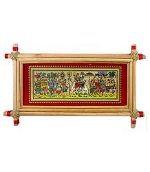 Wedding Procession of Shiva Parvati - Patachitra on Palm Leaf