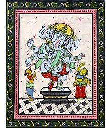 Three Headed Dancing Ganesha
