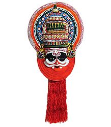 Duhshasan Mask from Mahabharata in Kathakali Style - Wall Hanging