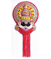 Face of Dushasan from Mahabharata in Kathakali Style - Wall Hanging