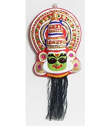 Face of Arjuna from Mahabharata in Kathakali Style - Wall Hanging