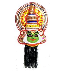 Face of Arjuna from Mahabharata in Kathakali Style - Wall Hanging