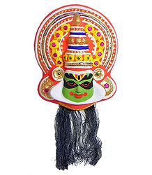 Face of Arjuna from Mahabharata in Kathakali Style - Wall Hanging