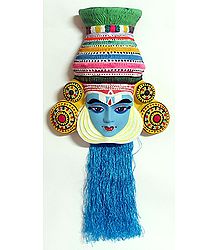 Krishna Mask from Mahabharata in Kathakali Style - Wall Hanging