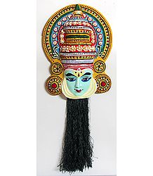 Rama Mask from Mahabharata in Kathakali Style - Wall Hanging