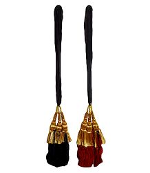 Set of 2 Parandi - For Hair Braids with Red and Black Tassels