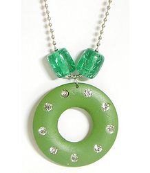 Black Chain with Green Ring Shaped Pendant
