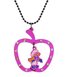 Black Chain with Magenta Apple Shaped Pendant