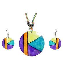Multicolor Lacquered Shell Pendant Set