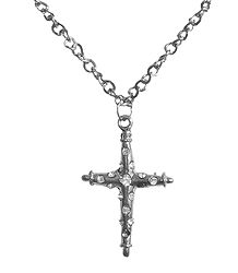 Stone Studded Cross Pendant with Chain