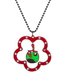 Black Chain with Red Flower Shaped Acrylic Pendant