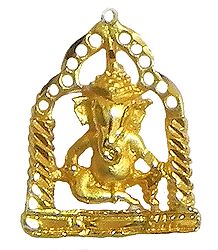 Gold Plated Pendant - Ganesha Sitting on Swing