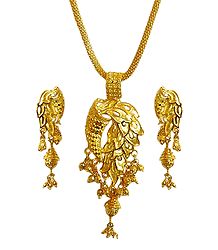 Gold Plated Pendant with Chain and Earrings