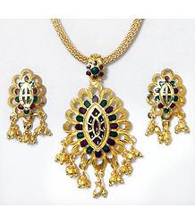 Gold Plated Chain with Pendant and Earrings