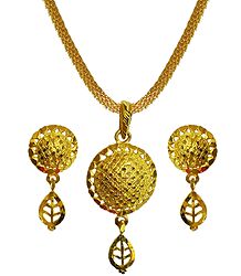 Gold Plated Chain with Pendant and Earrings