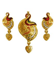 Gold Plated Pendant with Earrings