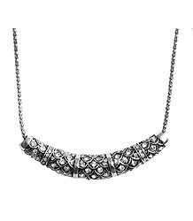White Stone Studded Pendant with Metal Chain