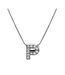 Stone Studded Alphabet P Pendant with Chain