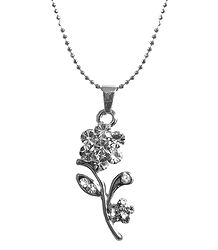 White Stone Studded Flower Pendant