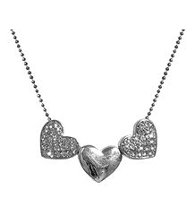 White Stone Studded Heart Pendant