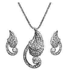 Faux Zirconia Pendant with Chain and Earrings