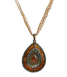 Rust Brown Tear Drop Metal Pendant