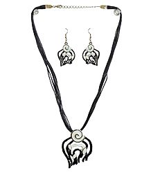 Heart Metal Pendant and Earrings