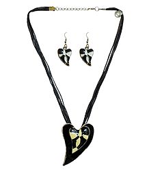 Heart Metal Pendant and Earrings