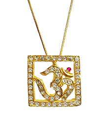 Stone Studded Om Pendant