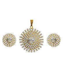 Faux Zirconia Studded Pendant Set