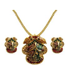 Gold Plated Pendant with Chain and Earrings