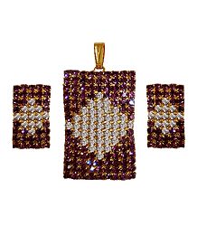 Faux Amethyst and Zirconia Pendant and Earrings