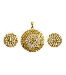 Faux Topaz and Zirconia Studded Pendant Set