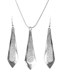 Metal Pendant with Chain and Earrings