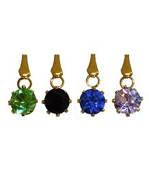 4 Multicolor Stone Studded Pendants
