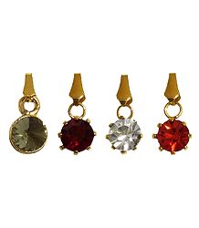 4 Multicolor Stone Studded Pendants