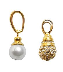 Set of 2 White Stone Studded and Bead Pendant