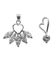 Set of 2 White Stone Studded Pendant