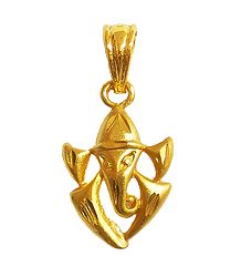 Gold Plated Abstract Ganesha Pendant