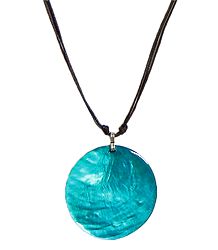 Dark Cyan Lacqered Shell Pendant