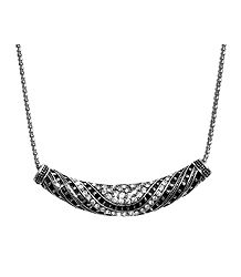 White Stone Studded Pendant with Metal Chain