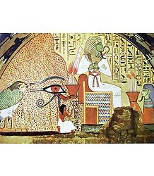 Dead Man Kneeling Before Osiris (From an Egyptian Painting)