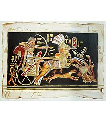 King Tutunkhamun in his Chariot (Reprint From an Egyptian Painting)