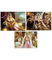Rajasthani Women and Musicians - Set of 3 Posters