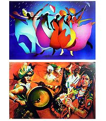 Rain Dance and Gujrati Dance - Set of 2 Posters