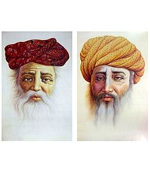 Rajasthani Old Men - Set of 2 Unframed Posters