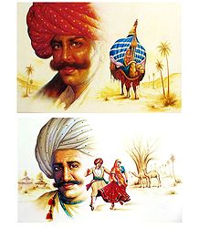 Rajasthani People - Set of 2 Unframed Posters