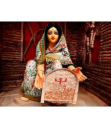 Bengali Lady Husking Rice - Unframed Photo Print on Paper