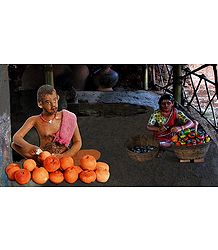 Fruit Seller Photo - Unframed Photo Print on Paper